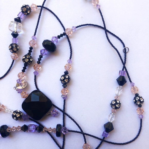 AMY LEINER Long Beaded Lariat Swarovski Crystals - Picture 4 of 7